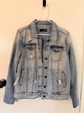 Kut from the Kloth Light Blue Distressed Denim Jacket